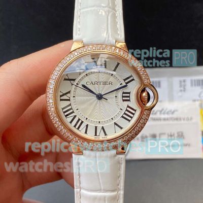 Clone TWF Cartier Ballon Bleu Rose Gold Case Diamond Bezel 36mm 